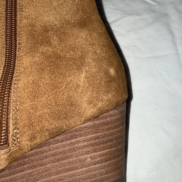 Franco Sarto Winston Boots Womens Size 10 Brown Suede Leather Booties Wedge Heel - Picture 5 of 12